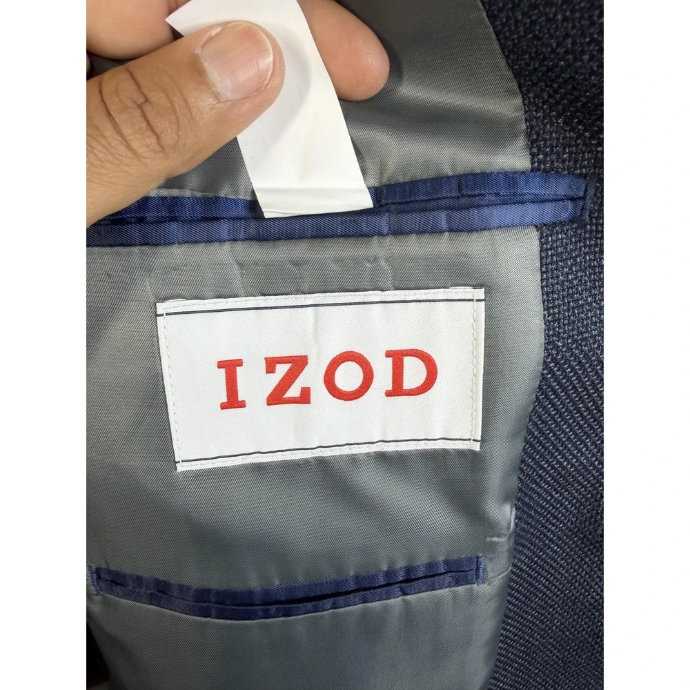 IZOD Blazer Mens 44R Navy Textured Rayon Blend‎ Sport Coat Jacket New Formal